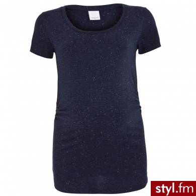 MAMA LICIOUS Bluzka z krótkim rękawem ABBY black iris niebieski - Tuniki Ciuchy Moda