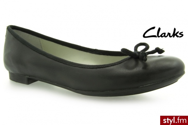 CLARKS Carousel Ride Black Leather - Balerinki Buty Moda