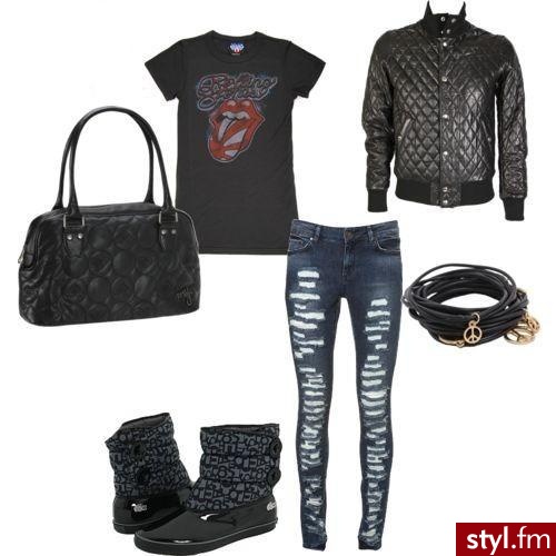 Spodnie: Top Shop 205 PLN; Torebka: Roxy 107 PLN; Bransoletki: ASOS 27 PLN; Buty: Lacoste 379 PLN; Kurtka: Balmain 12 400 PLN / źródło: zeberka.pl - Styler