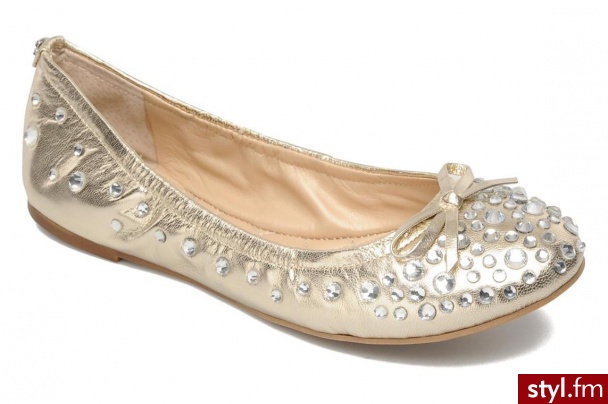 Guess Balerinki Fabrice (złoty) - Balerinki Buty Moda