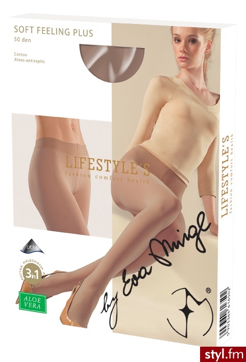 Lifestyle's Soft Feeling Plus Rajstopy bawełniane 50 den z aloesem naturalne r.3 - Rajstopy Bielizna Moda