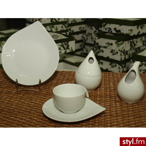 Porcelana chodzież garnitur do kawy kropla biała 6 os 14 el - Pozostałe Biżuteria Moda