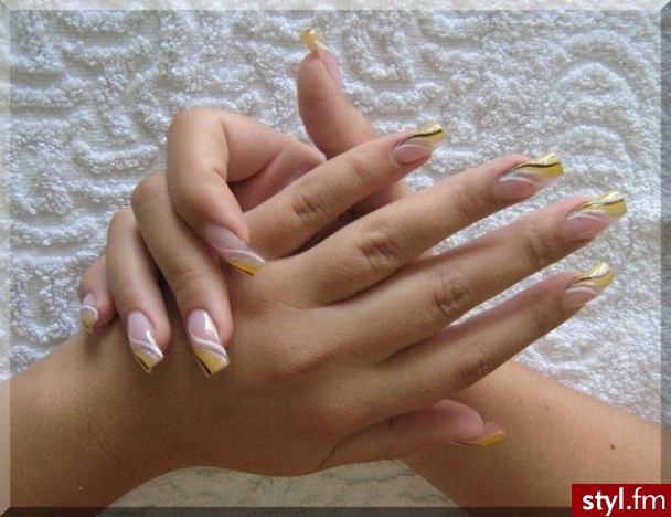 akryl/forma + prosty wzór malowany ;-)))-<br> - Paznokcie