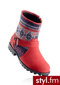 Bonprix Botki czerwony 910609_25175 - Botki Buty Moda
