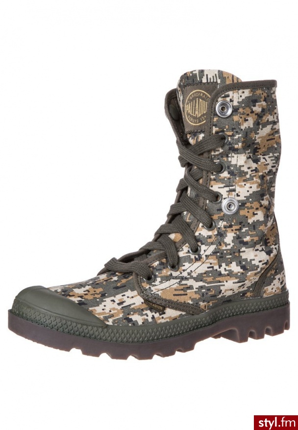 Palladium Baggy Botki Sznurowane Zielony - Botki Buty Moda