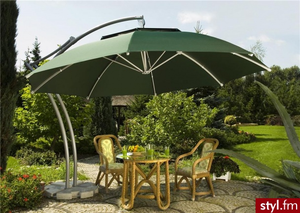 Litex Parasol Ibiza Okrągły o Średnicy 4,2m Zielony Komplet z Podstawą - Parasole Dodatki Moda