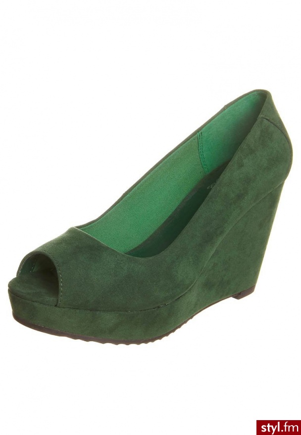 Even&Odd Szpilki Peep Toe zielony - Szpilki Buty Moda