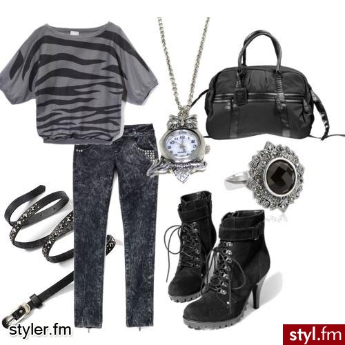 Rockowy luz. bluzka, spodnie i pasek - house - Styler