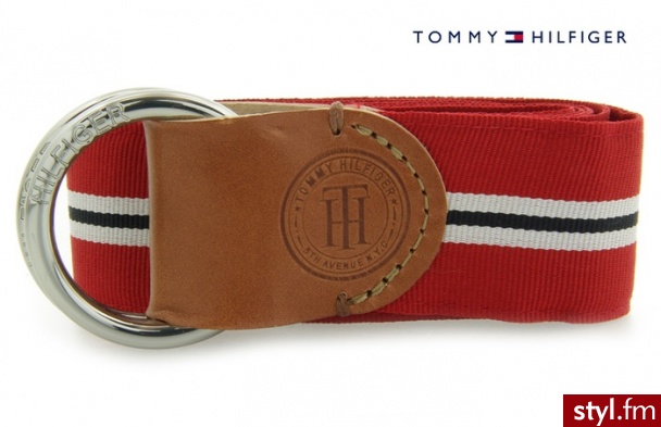 TOMMY HILFIGER DELTON BELT APPLE RED MULTI - Paski Dodatki Moda