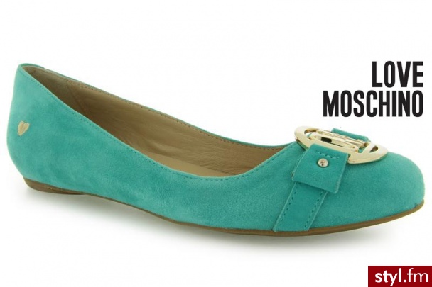 LOVE MOSCHINO SCARPA D.NANA05 CAMOSCIO SMERALDO - Balerinki Buty Moda