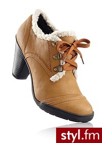 Bonprix Botki sznurowane jasnobrązowy - Botki Buty Moda