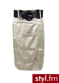 Bonprix Spódnica biznesowa z paskiem piaskowy 910216_13159 - Pozostałe Spódnice Moda