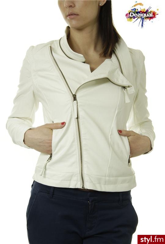 Desigual OVERCOAT JACKET WHITE - Kurtki Okrycia Moda