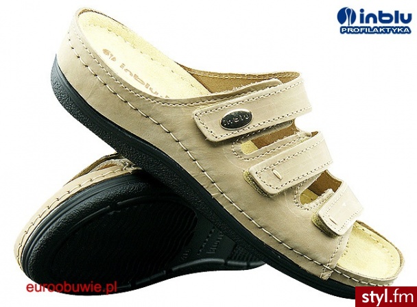 INBLU Klapki Damskie Profilaktyczne INLF11026 Beżowy - Klapki Buty Moda