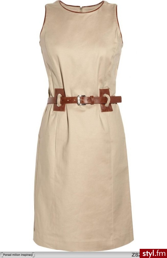 MICHAEL Michael Kors Leather-trimmed stretch-cotton dress - Dzienne Sukienki Moda
