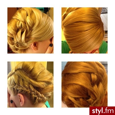 Blond Upięcie Kręcone z grzywką Wieczorowe Średnie Fryzury