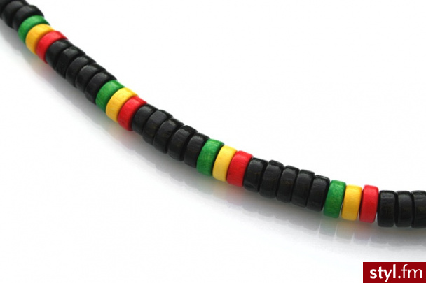 Jubileo.pl NASzYJNIK KORALIKI BLACK RASTA reggae rasta ska em241 - Naszyjniki Biżuteria Moda