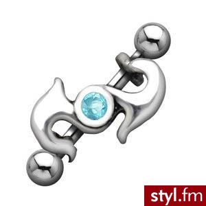Kolczyk do brwi z niebieska kuleczka. - Pozostałe Dodatki Moda