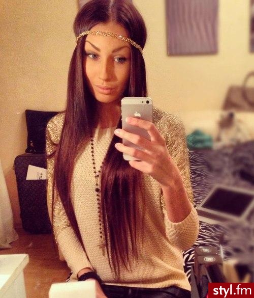 Brązowe Rozpuszczone Proste Na co dzień Długie Fryzury