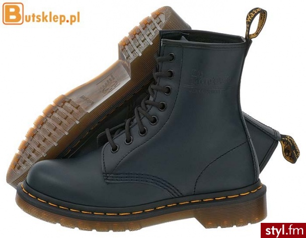 Dr. Martens BUTY 1460 NAVY SMOOTH (10072410) TRAPERY CZARNY - Glany Buty Moda