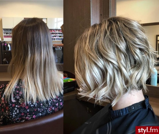fryzjer warszawa sombre z Olaplex salon for hair - Blond Rozpuszczone Kręcone Na co dzień Średnie Fryzury