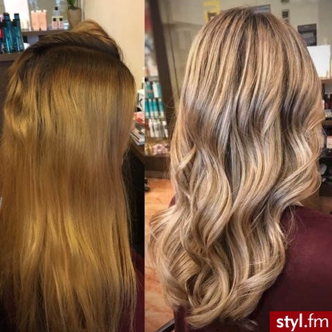 fryzjer warszawa sombre z Olaplex salon for hair - Blond Rozpuszczone Kręcone Fryzury gwiazd Długie Fryzury