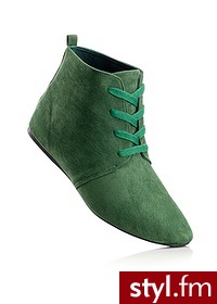 Bonprix Botki sznurowane ciemnozielony 904897_22148 - Botki Buty Moda