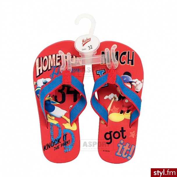 Klapki japonki dziecięce MYSzKA MICKEY czerwone Mickey Mouse - Klapki Buty Moda