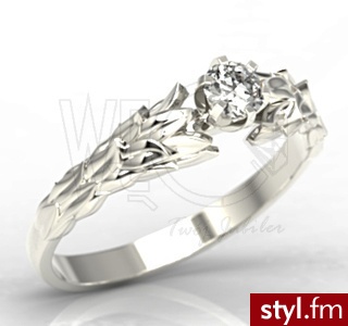 Węc Pierścionek zaręczynowy w kształcie wieńca laurowego z diamentem LP-91B 0,16ct H/Si - Pierścionki Biżuteria Moda