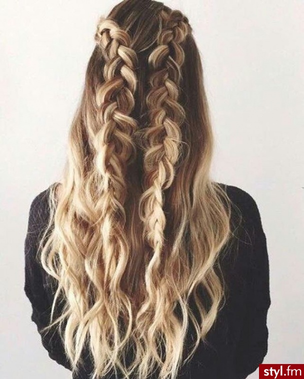Blond Warkocze Kręcone Na co dzień Długie Fryzury