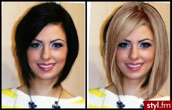 W którym kolorze lepiej ? - Blond Rozpuszczone Proste Na co dzień Krótkie Fryzury