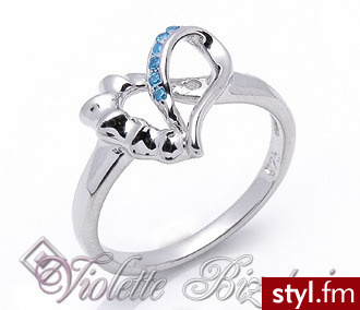 Violette Bizuteria Srebrny pierścionek cyrkonie AQUA 2429 - AQUA - Pierścionki Biżuteria Moda