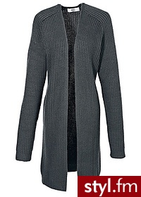 Bonprix Sweter bez zapięcia antracytowy 958506_16948 Odcienie szarości i srebra - Swetry Ciuchy Moda