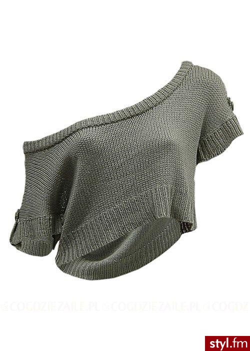 Sweter - Tally Weijl. Wiosenny sweterek z nowej kolekcji Tally Weijl. Gładki, szary, z krótkimi, podpinanymi rękawkami. Uroku dodaje mu bardzo krótki, szeroki fason. Dobry wybór na dopasowany t-shirt z długimi rękawami, do wąskich jeansów. - Pozostałe Ciuchy Moda