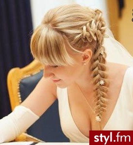 Blond Warkocze Proste Ślubne Długie Fryzury