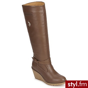 U.S Polo Assn. BUTY ALEXANDRA LEATHER TAUPE - Kozaki Buty Moda