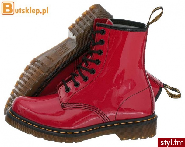 Dr. Martens BUTY 1460 W RED ROUGE PATENT LAMPER (11821606) (Czerwony) - Glany Buty Moda