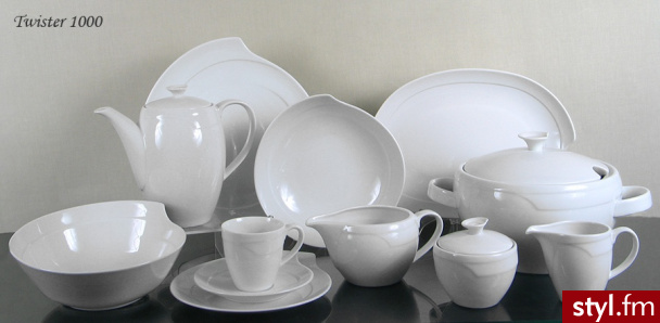 Porcelana chodzież serwis obiadowy 12 os twister biały - Pozostałe Biżuteria Moda
