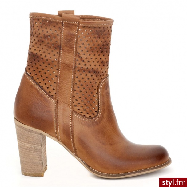 Venezia BOTKI AŻUROWE 794 SAV CAMEL - Botki Buty Moda