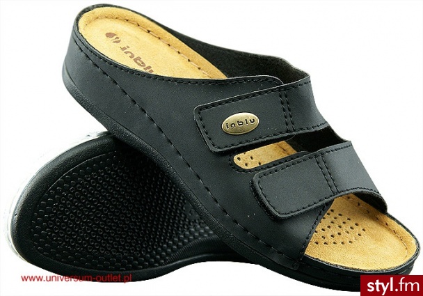 INBLU buty IN-06-08-014 CZARNY KLAPKI - Klapki Buty Moda