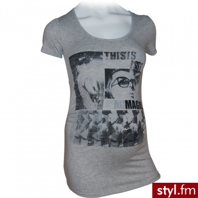 MAMA LICIOUS Bluzka z krótkim rękawkiem dla kobiet w ciąży ONCE MAGIC grey melange - Tuniki Ciuchy Moda