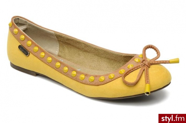 Refresh Balerinki DOUNRHOE by (Żółty) - Balerinki Buty Moda