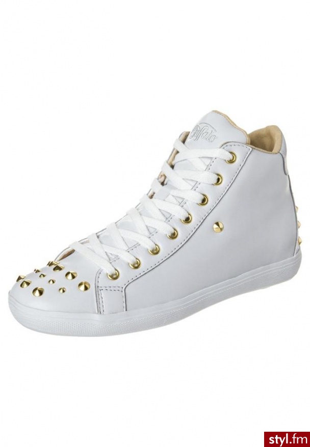 Buffalo Botki na koturnie biały (6028-165) - Botki Buty Moda