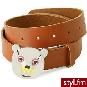 Brązowy pasek z buźką zabawnego misia:) - Pozostałe Dodatki Moda