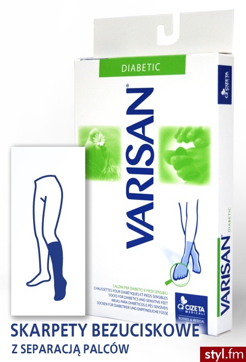 Varisan Diabetic Skarpetki bezuciskowe z separacją palców r.1 (35-37) - Rajstopy Bielizna Moda