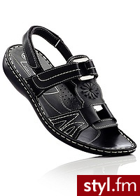Bonprix Sandały skórzane czarny 911097_19402 - Sandały Buty Moda
