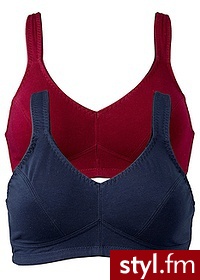 Bonprix Biustonosz (2 szt.) ciemnoniebieski + czerwony 968843_12821 - Biustonosze Bielizna Moda