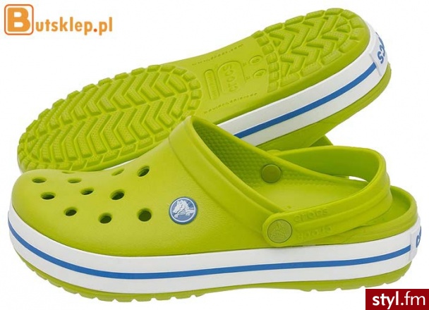 CROCS BUTY CROCBAND VOLT GREEN / VOLT BLUE (11016) Klapki Odcienie żółtego i złota - Klapki Buty Moda