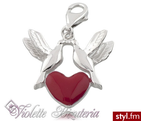Violette Srebrna przywieszka czerwone serduszko 573 - Wisiorki Biżuteria Moda