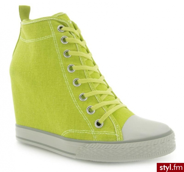 Donna Karan New York DONNA KAREN GROMMET WASHED CANVAS NEON YELLOW - Koturny Buty Moda